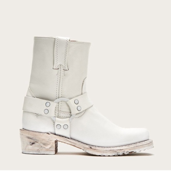 Frye Shoes - Frye Harness White Distressed Cowboy Calf Boots